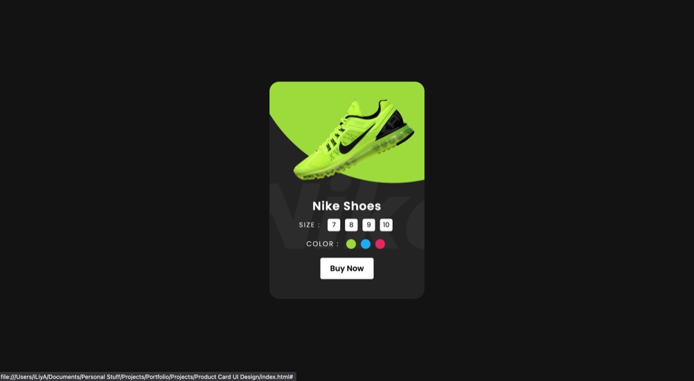 Preview of Product Card UI Design